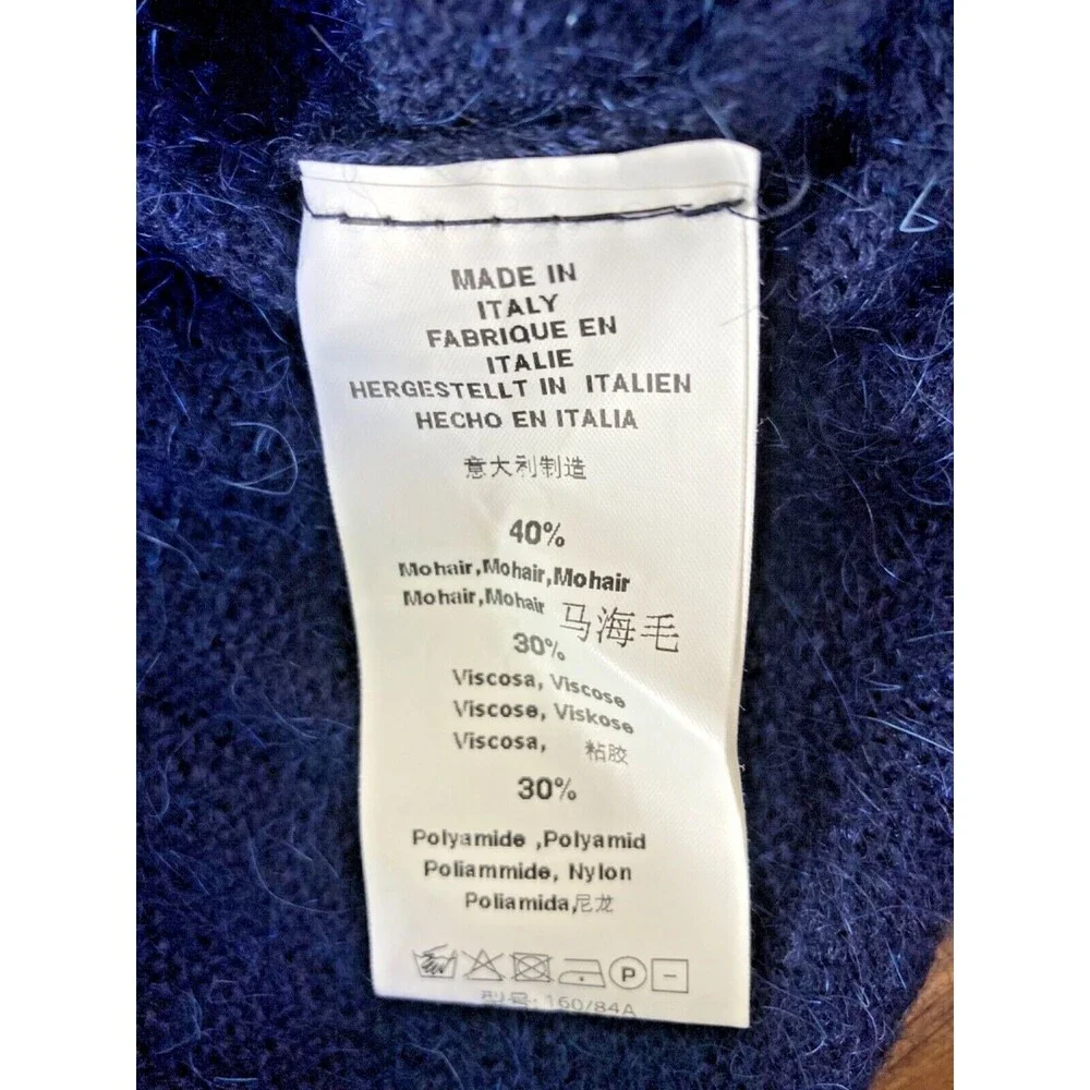 Brandy Melville Mohair Sweater Navy One Size Navy Lightweight Spring Summer - Picture 4 of 4